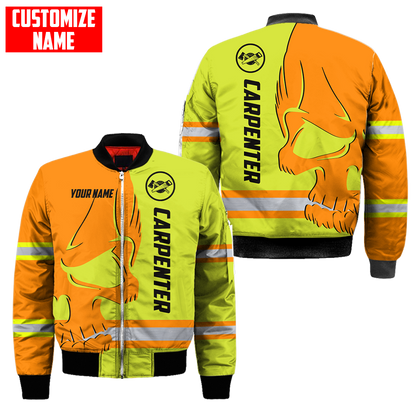 Personalized Name Carpenter 3D All Over Printed Unisex Shirts Safety Skull