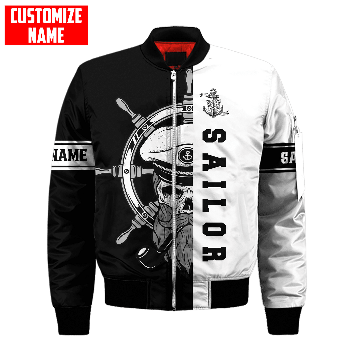 Skull Sailor on the Helm Custom name 3D printed shirts