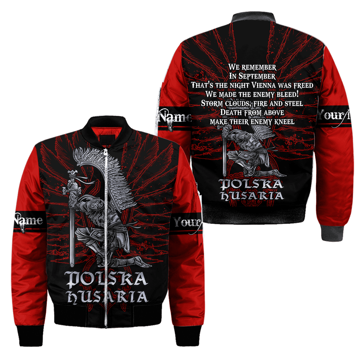Premium Hussars Red Polska Husaria Custom name 3D Printed Shirts