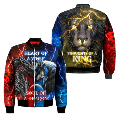 The Power Of Three Souls Dragon Wolf Lion 3D All Over Printed Unisex Shirts