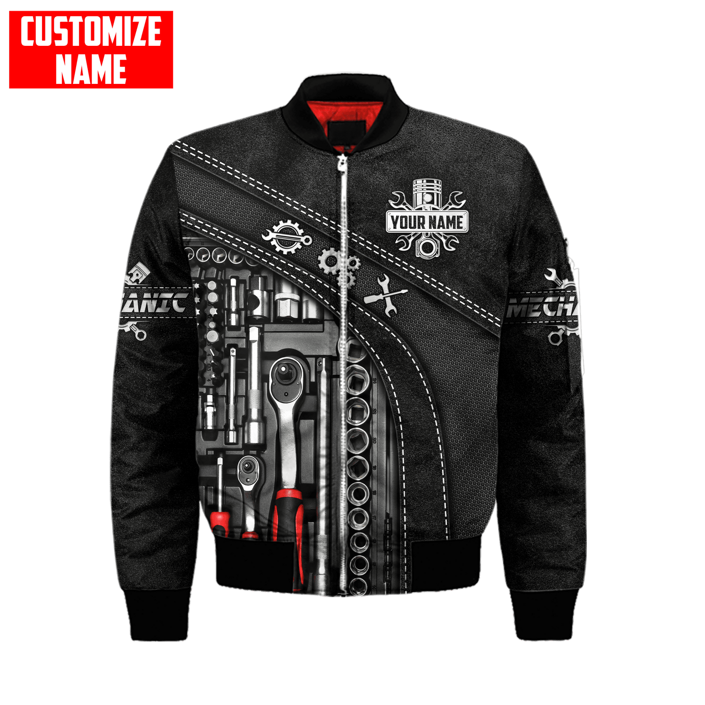 Personalized Name Mechanic 3D All Over Printed Unisex Shirts Leather