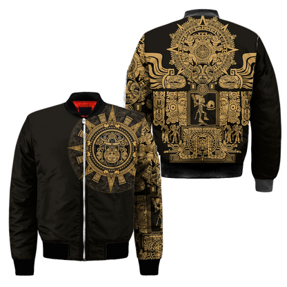 Aztec Mexican Yellow 3D All Over Printed Unisex Shirts no2
