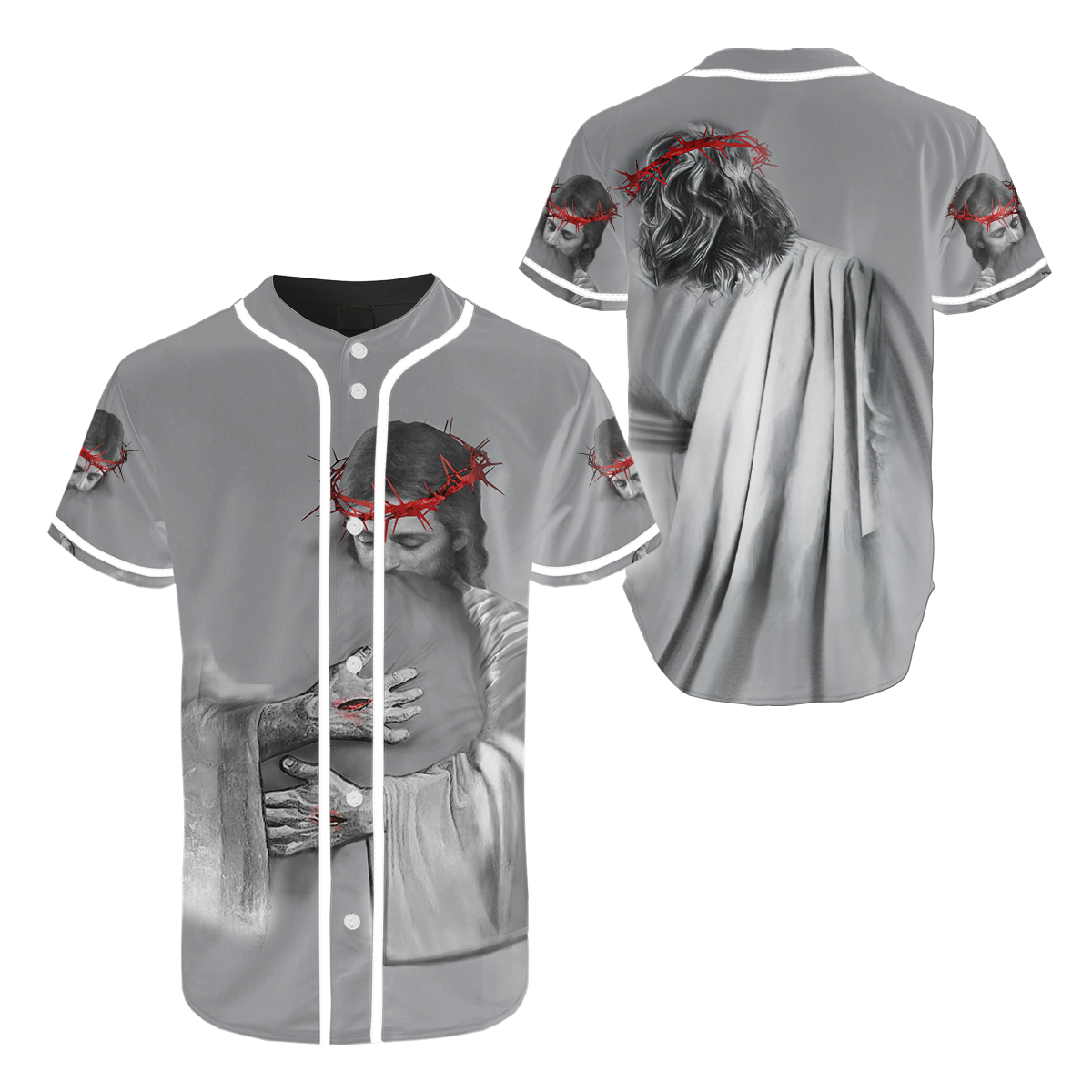 In the Arms of Lord v1 Grey Tone - Christian - 3D All Over Printed Baseball Shirt HV