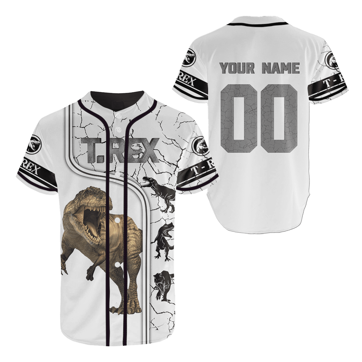Dinosaurs T.rex Personalized Name and Number Combo Baseball shirt and Short