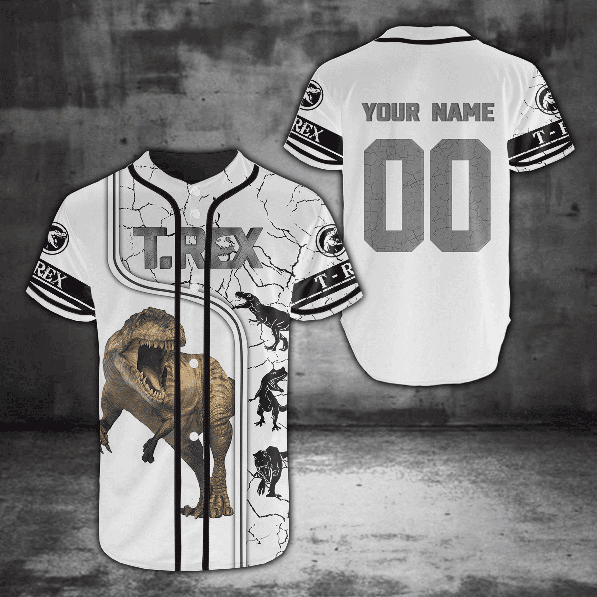 Dinosaurs T.rex Personalized Name and Number Combo Baseball shirt and Short
