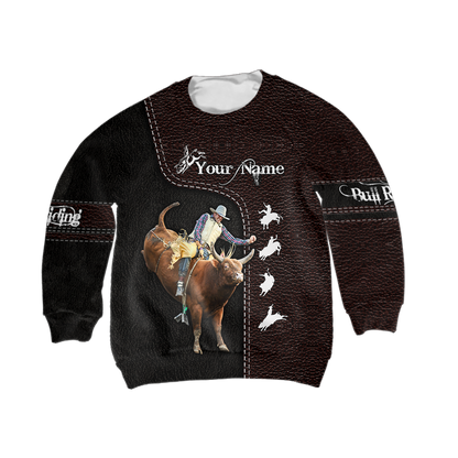 Personalized Name Bullriding 3D All Over Printed Shirts For Kids