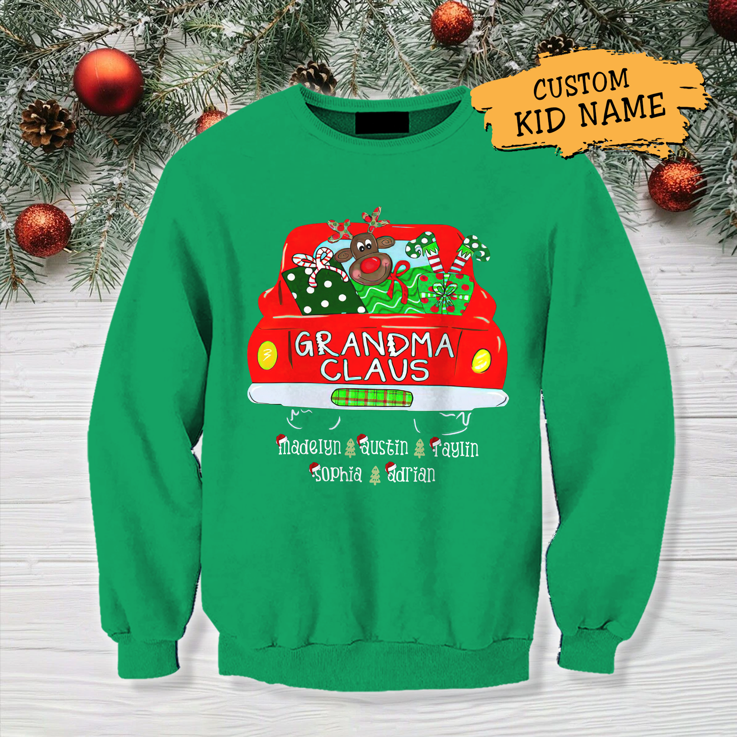 Grandma Claus Christmas Sweatshirt Personalized Gift For Mother Mama Grandma