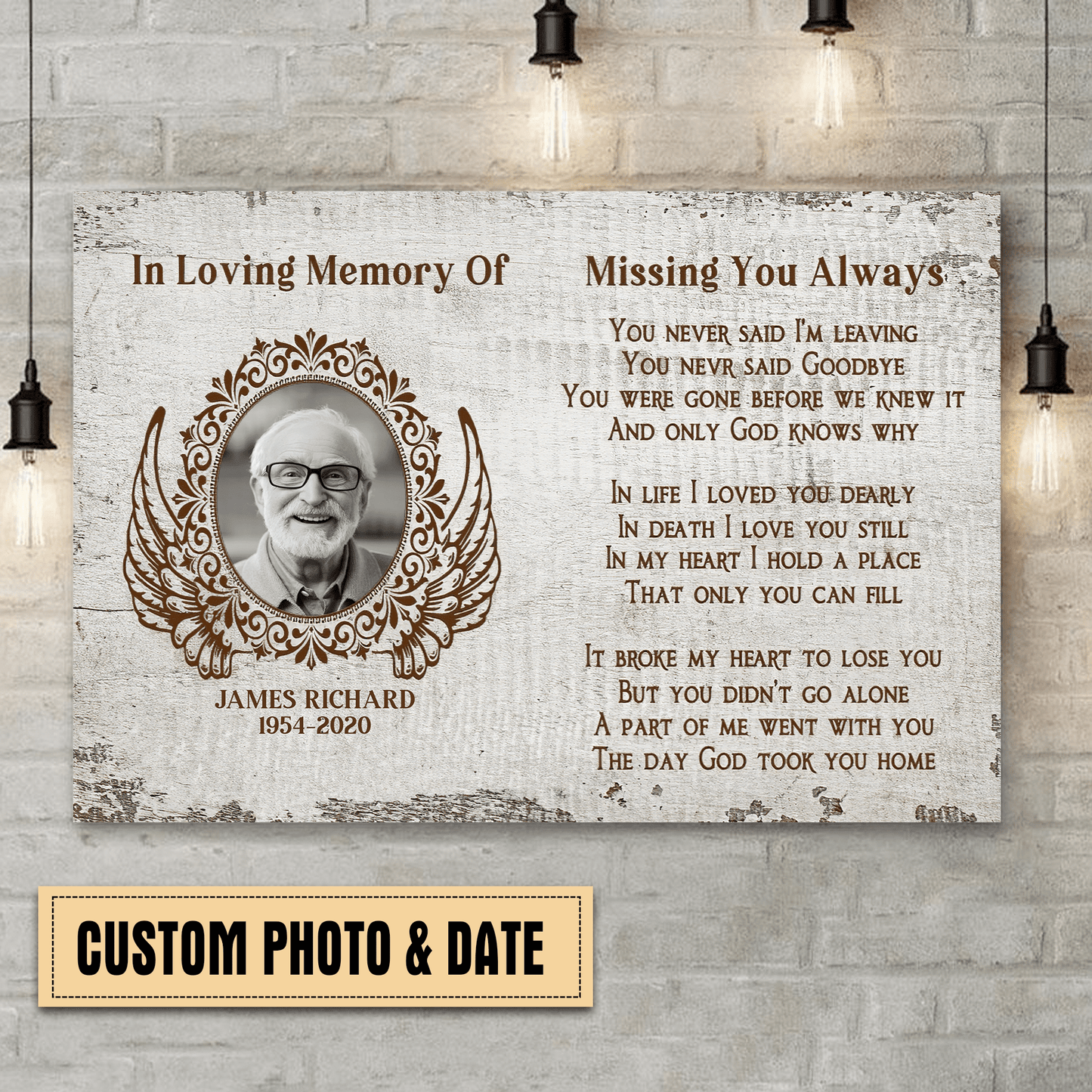 In Loving Memory Of Missing You Always Custom Photo Canvas Print - Memorial Gift