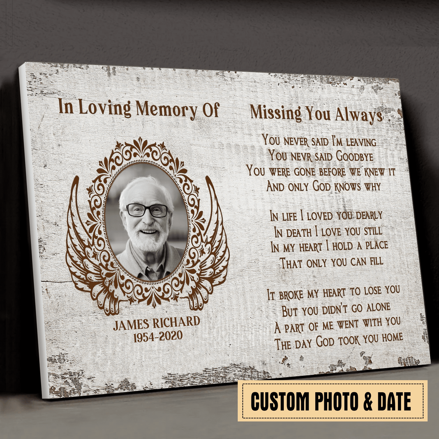 In Loving Memory Of Missing You Always Custom Photo Canvas Print - Memorial Gift