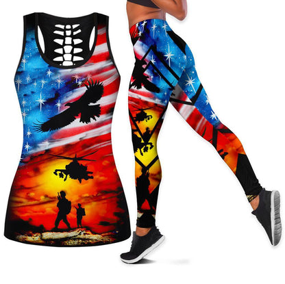 American 3D All Over Printed Legging + Hollow Tank