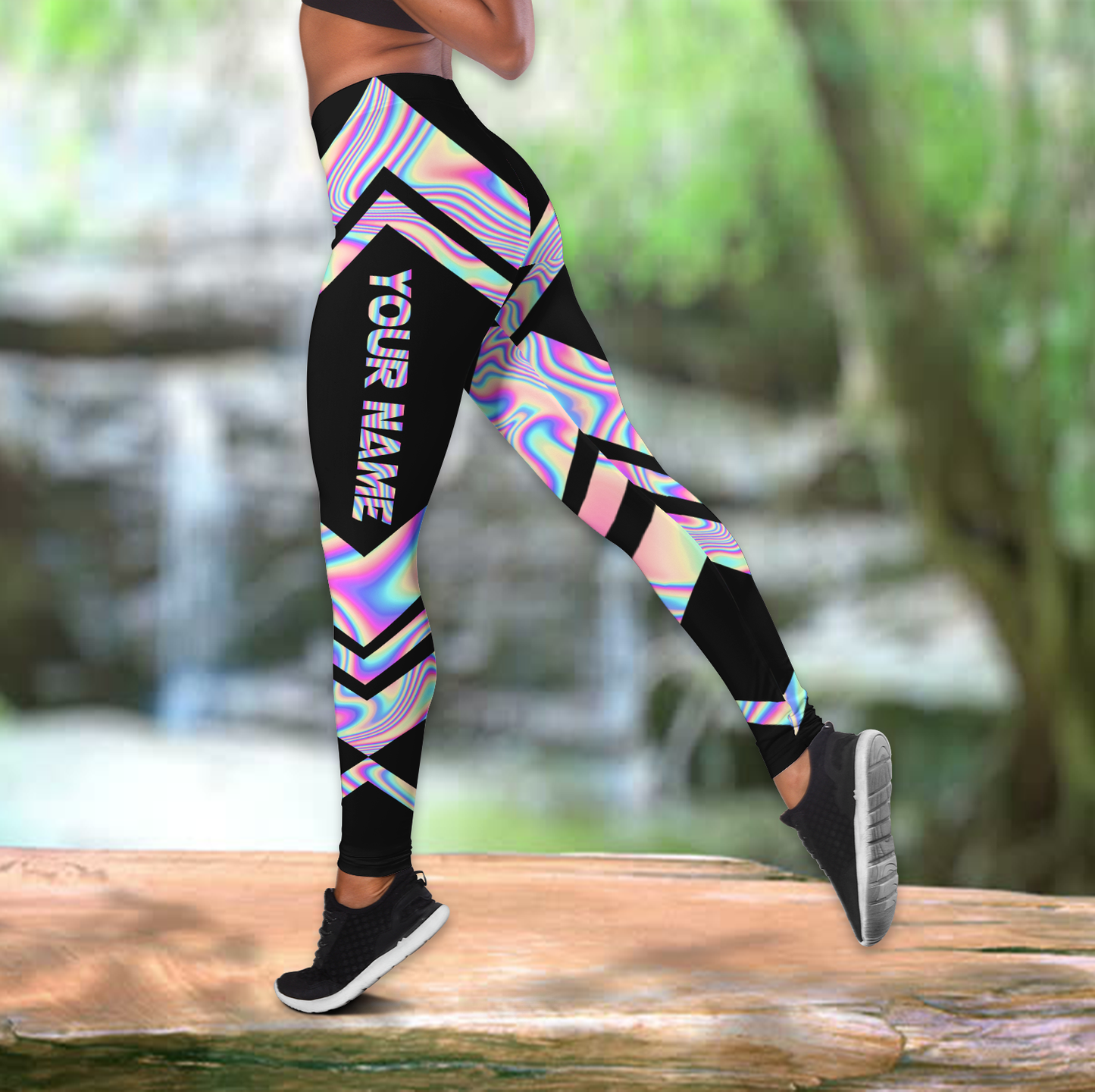 Personalized Colorful Jeep girl leggings + hollow tank combo