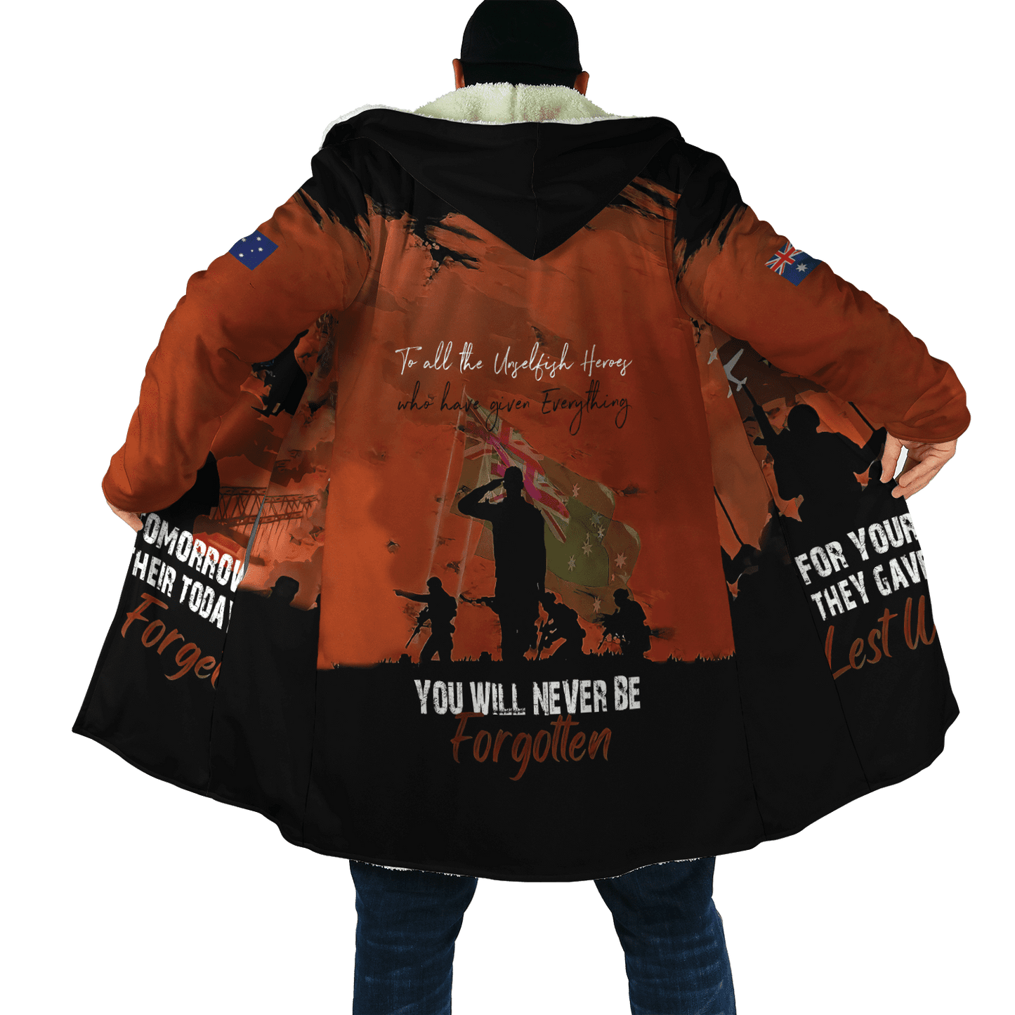 Premium Unisex Hoodie Brown Lest We Forget Anzac Day ML