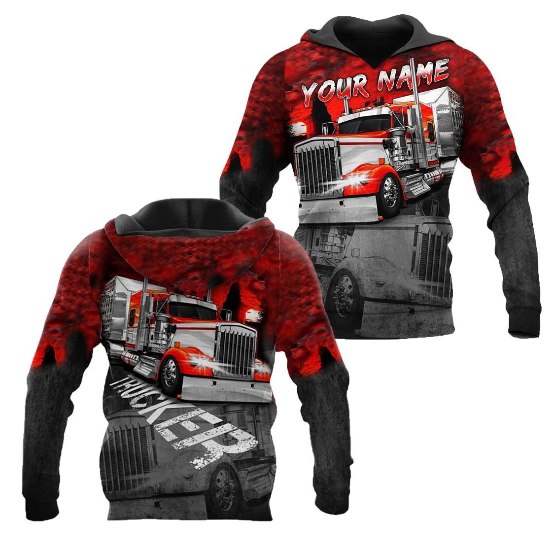 Personalized Red Trucker 3D Printed Unisex Shirts TN