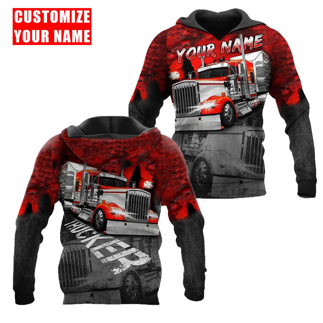 Personalized Red Trucker 3D Printed Unisex Shirts TN