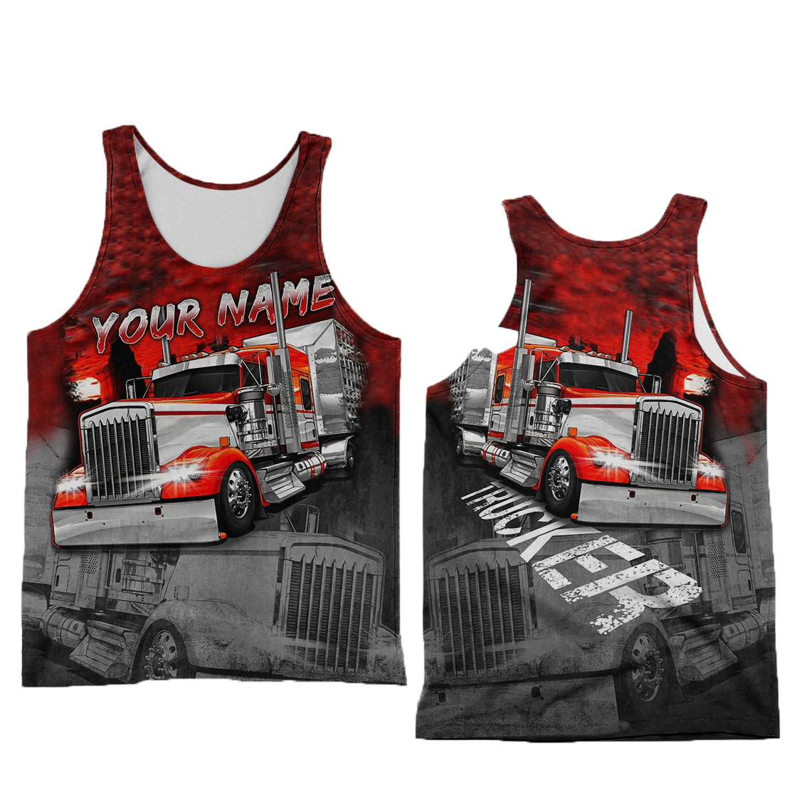 Personalized Red Trucker 3D Printed Unisex Shirts TN