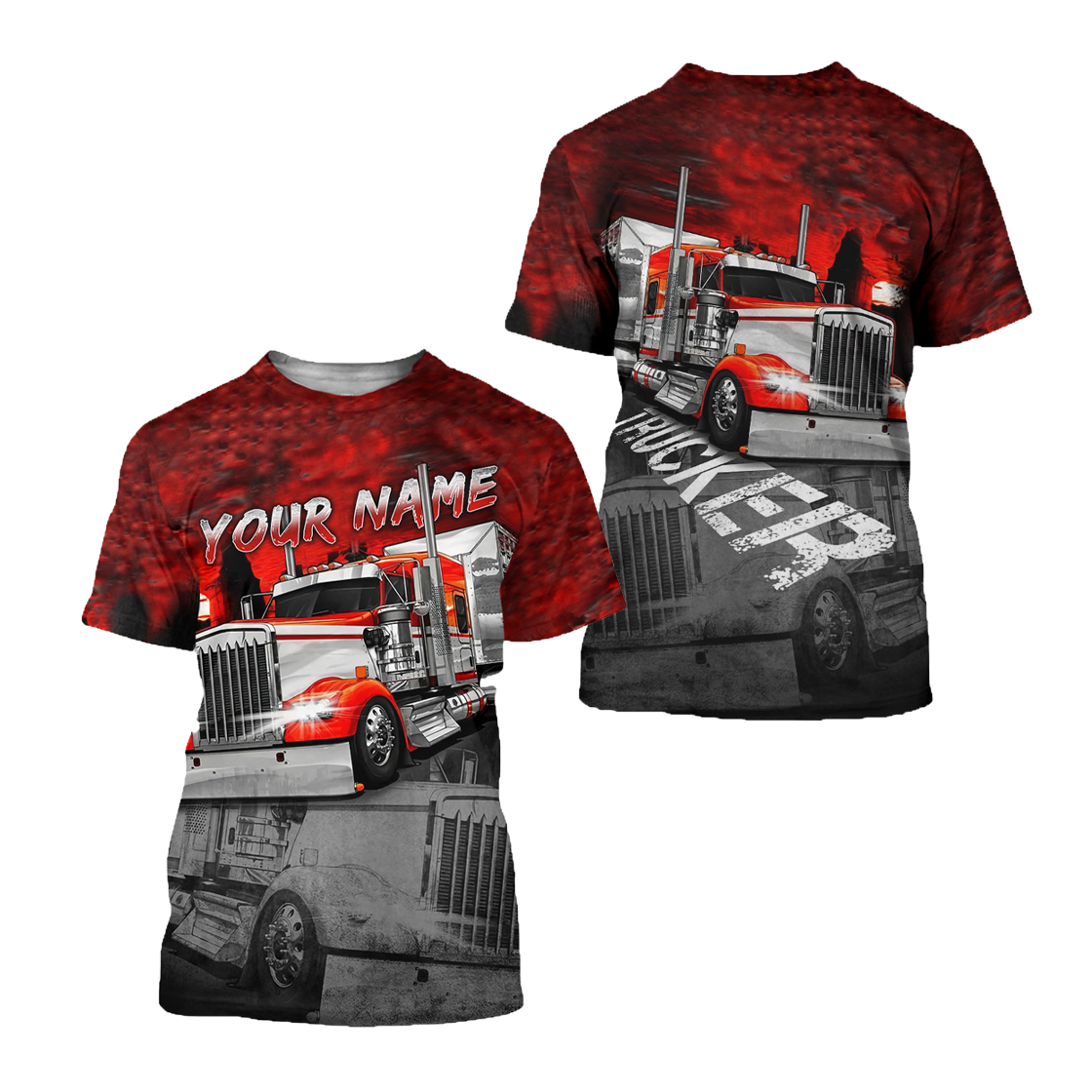 Personalized Red Trucker 3D Printed Unisex Shirts TN