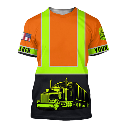 Personalized Trucker Safety 3D Printed Shirts TN