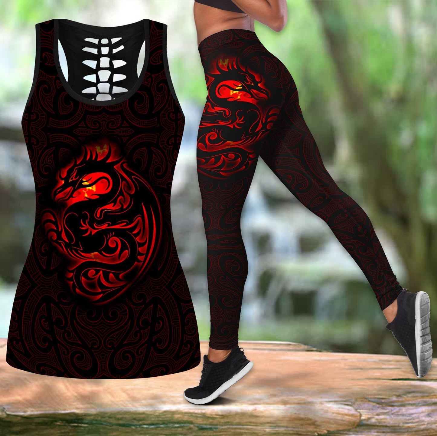 Dragon Tribal Tattoo 3D Over Printed Legging & Tank top-ML