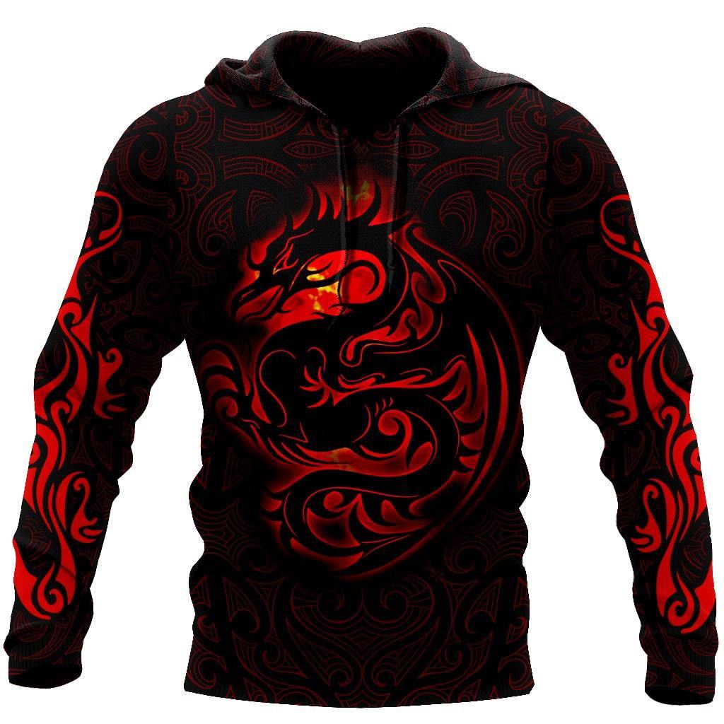 Dragon Tribal Tattoo Art 3D Over Printed Hoodie Tshirt for Men and Women-ML