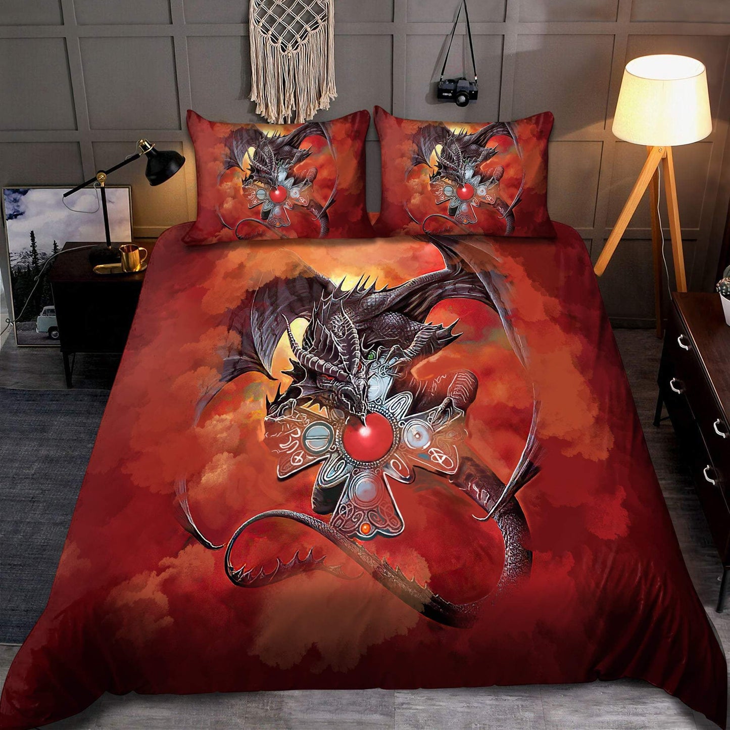 Dragon Gothic Red Art 3D Over Printed Bedding Set-ML