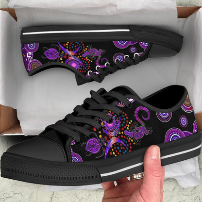 Aboriginal Naidoc Week 2021 Best Purple Turtle Lizard Low Top Shoes