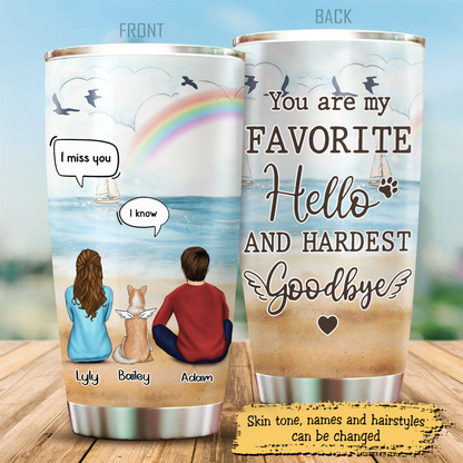 No Longer By My Side But Forever In My Heart, Gift For Dog Lovers, Customized Stainless Steel Tumbler For Dog Lovers, Memorial Gifts