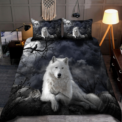 Premium 3D Printed Night White Wolf Bedding Set MEI