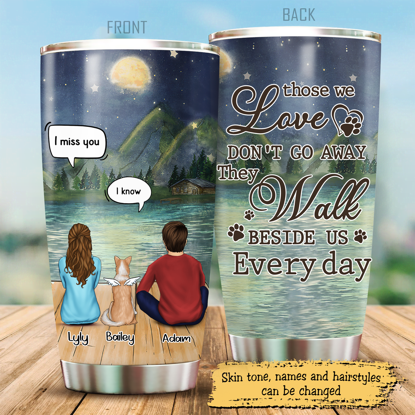 No Longer By My Side But Forever In My Heart, Gift For Dog Lovers, Customized Stainless Steel Tumbler For Dog Lovers, Memorial Gifts