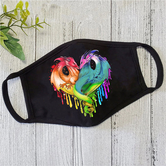 Coloful Dragons Heart Shape Face Mask MEI