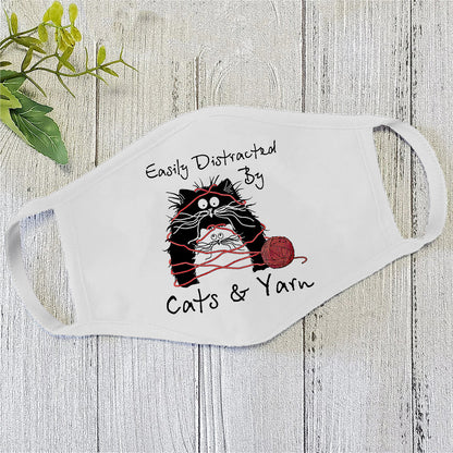 Distracted by Cat and Yarn Face Mask DL