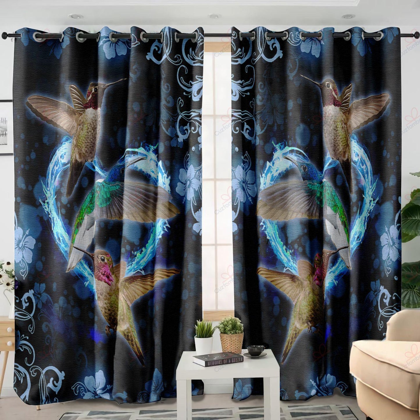Hummingbird Blue Window Curtains By ML ML120606S