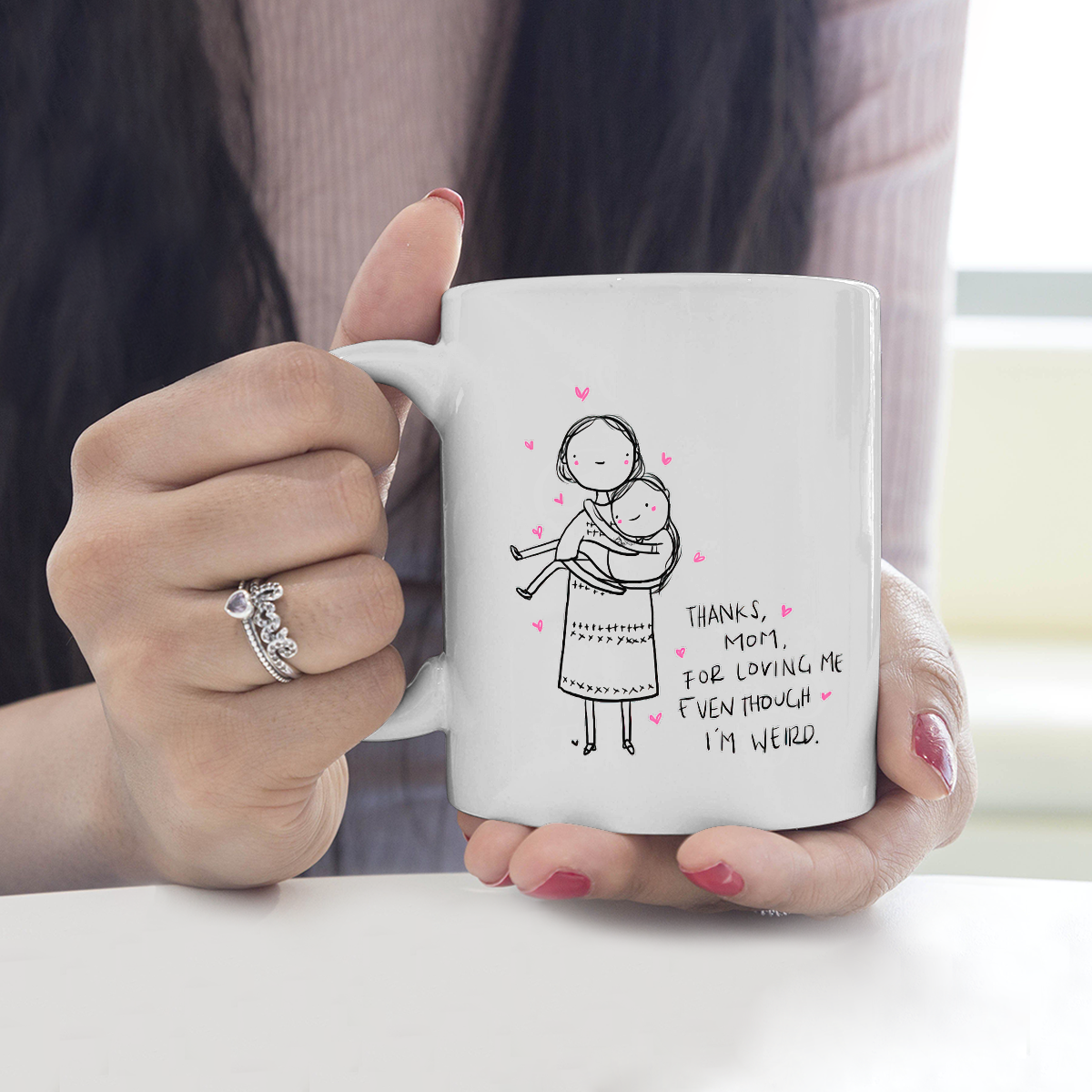 Best Gift For Mom White Mug Thanks For Loving Me