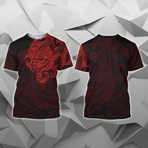 Maori Tattoo Style All Over Hoodie Red HC1002 - Amaze Style™-Apparel