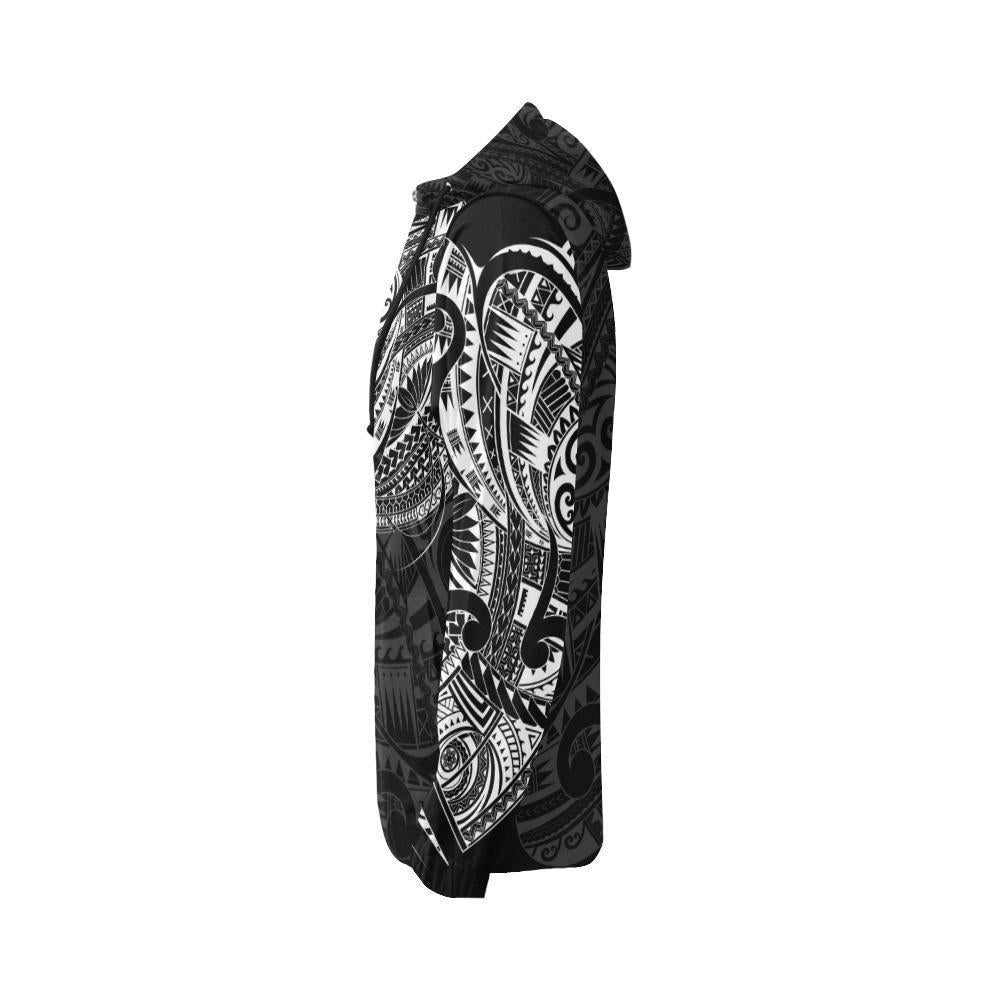 Maori Tattoo Style All Over Hoodie White Version NVD - Amaze Style™-Apparel