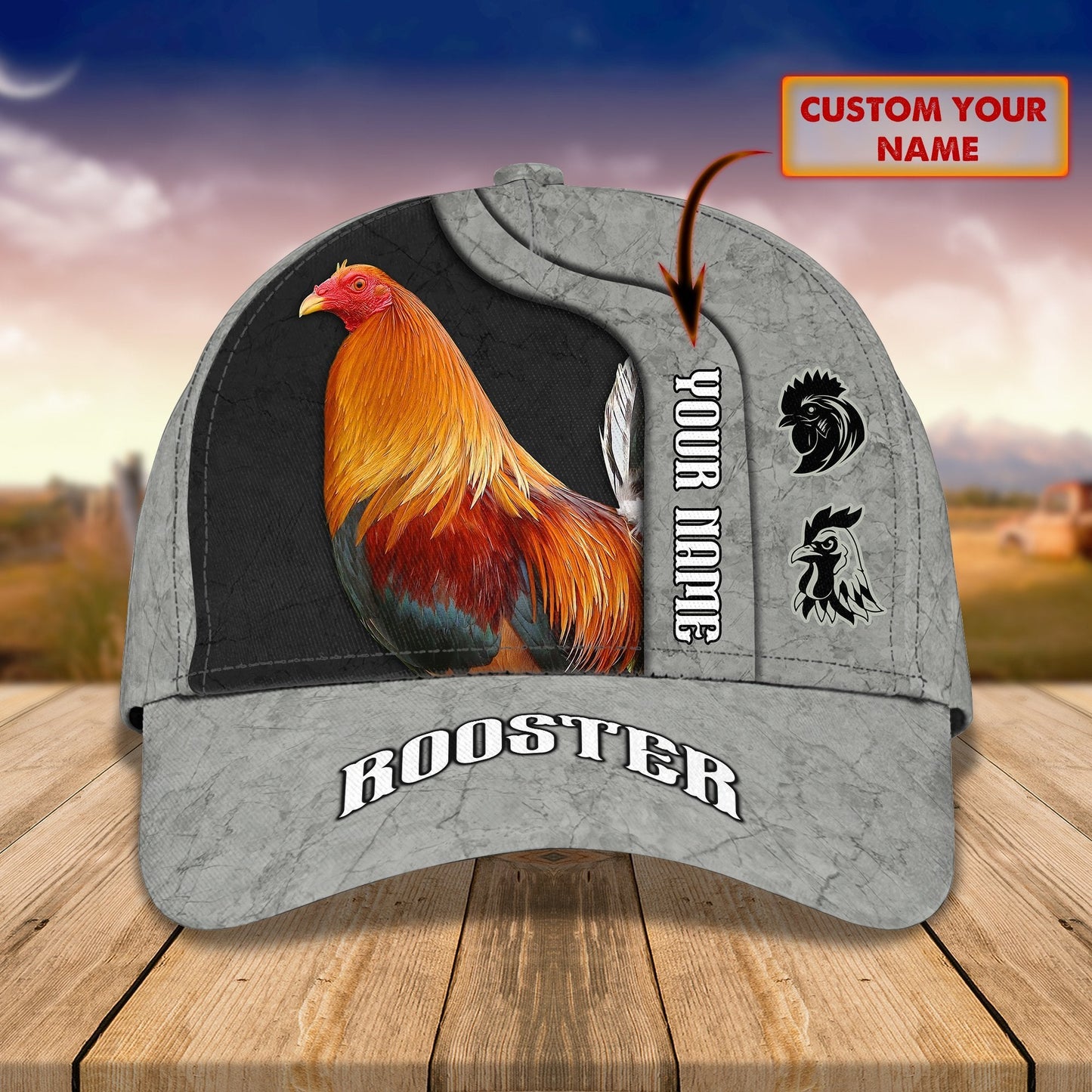 Personalized Rooster 3D Printed Cap