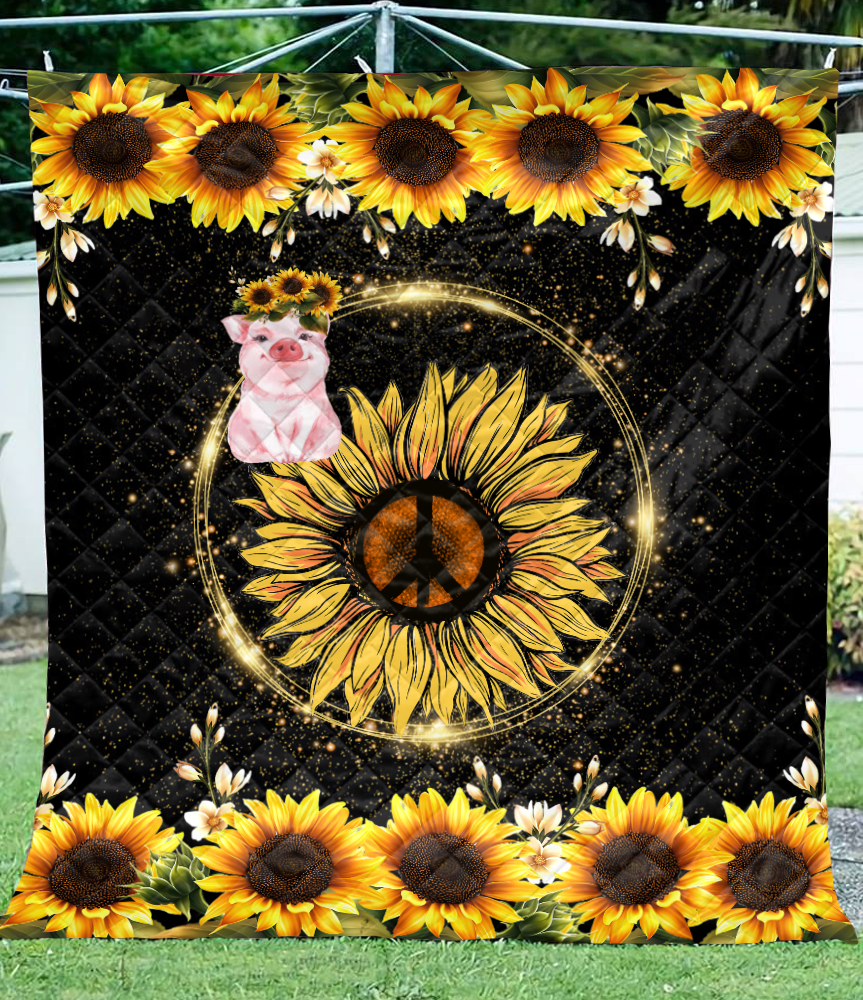 Awesome Pig and Sunflower Quilt VP14112011