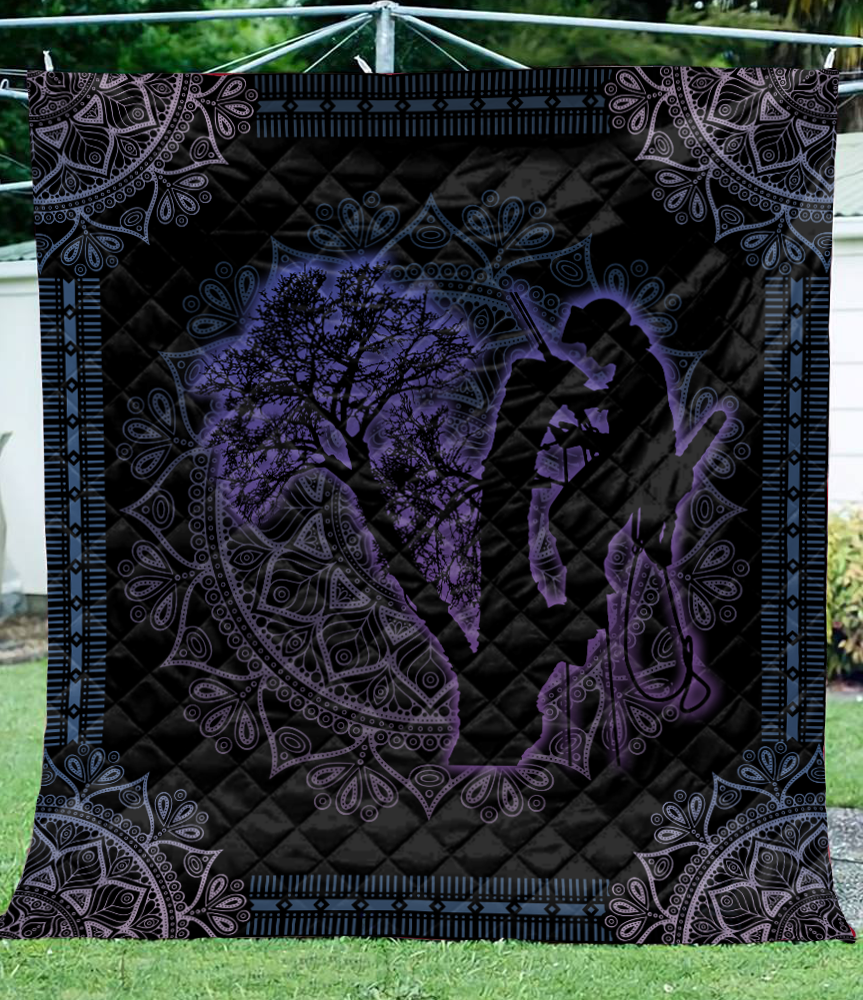Premium All Over Printed Purple Mandala Arborist Logger Lumberjack Quilt MEI