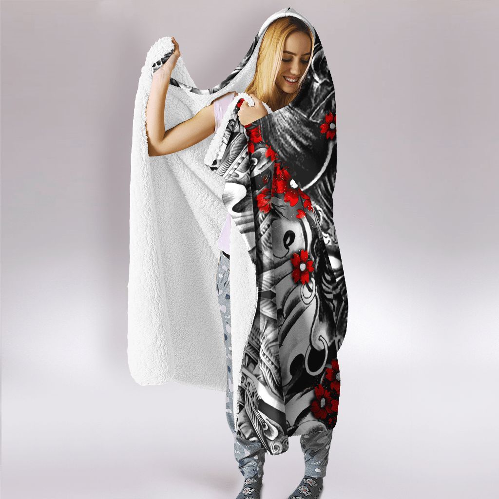Japanese Tattoo 3D All Over Printed Unisex Hooded Blanket-ML