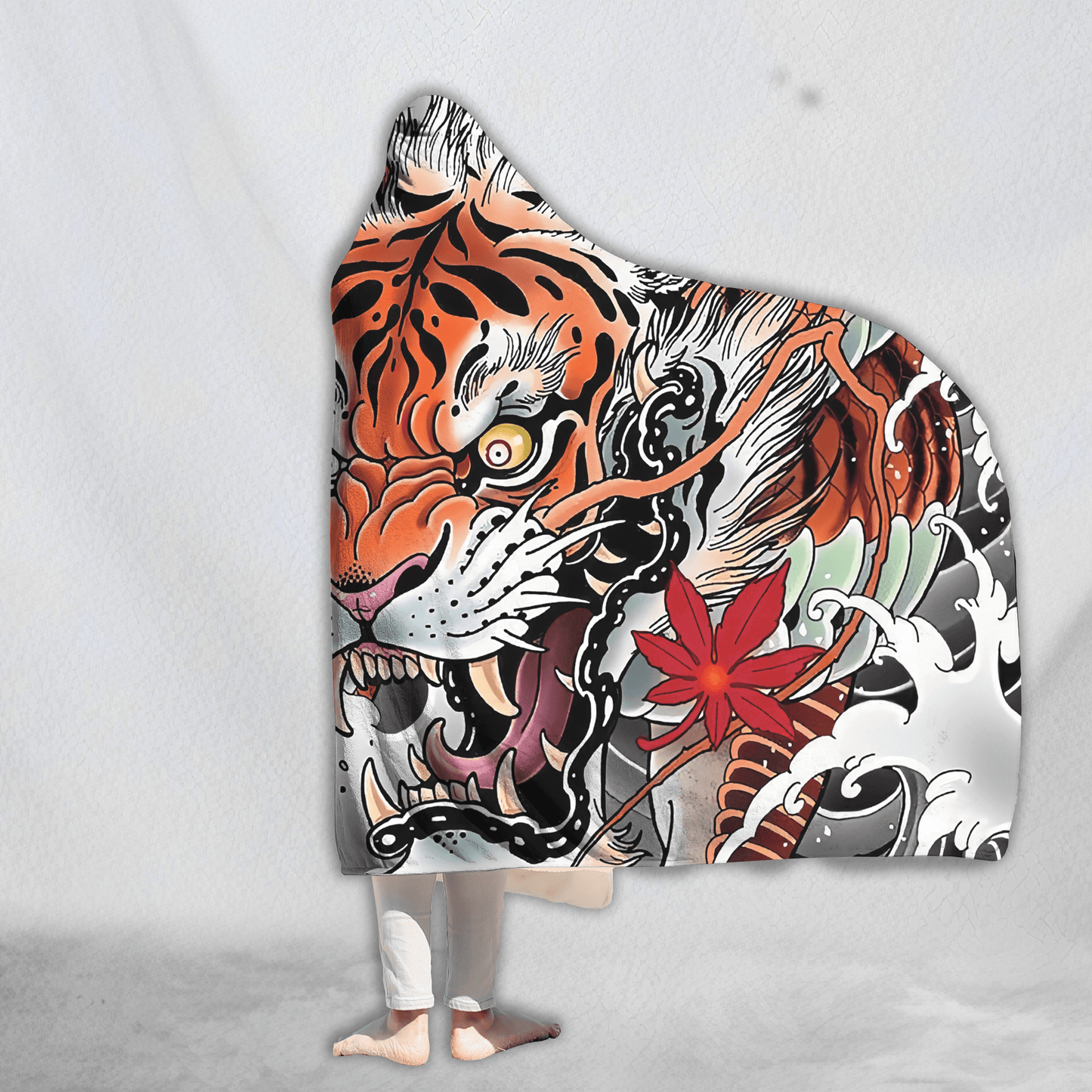 Japanese Samurai Tattoo 3D Over Printed Unisex Hooded Blanket-ML