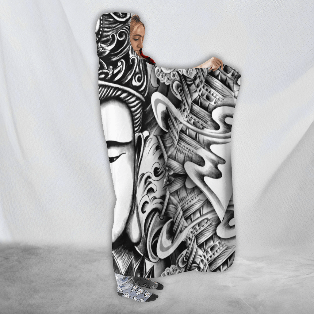 Japanese Tattoo 3D All Over Printed Unisex Hooded Blanket-ML