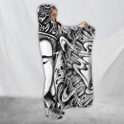 Japanese Tattoo 3D All Over Printed Unisex Hooded Blanket-ML