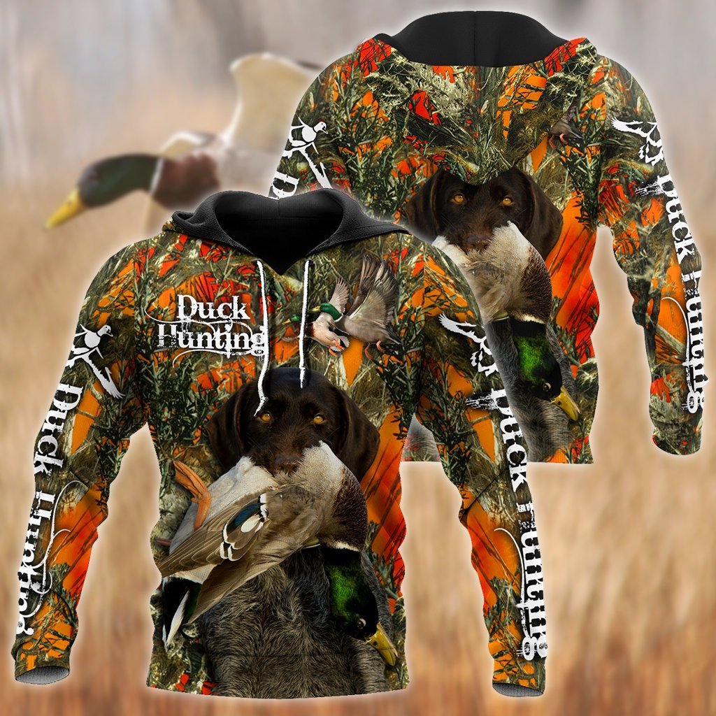 Personalized Name Hunting 3D Unisex Shirts Duck Hunting Labrador Retriever Orange Camo