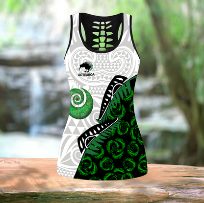 Maori pounamu jade tank top & leggings outfit for women