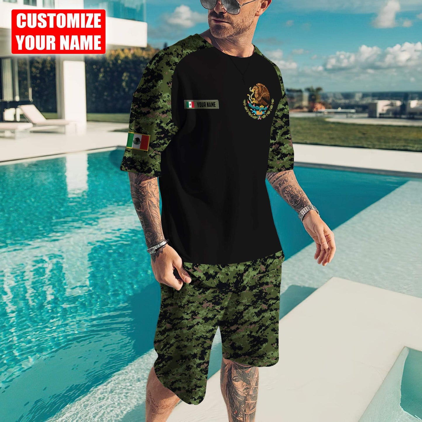 Personalized Name Mexico Combo T-shirt and Short 3D All Over Printed