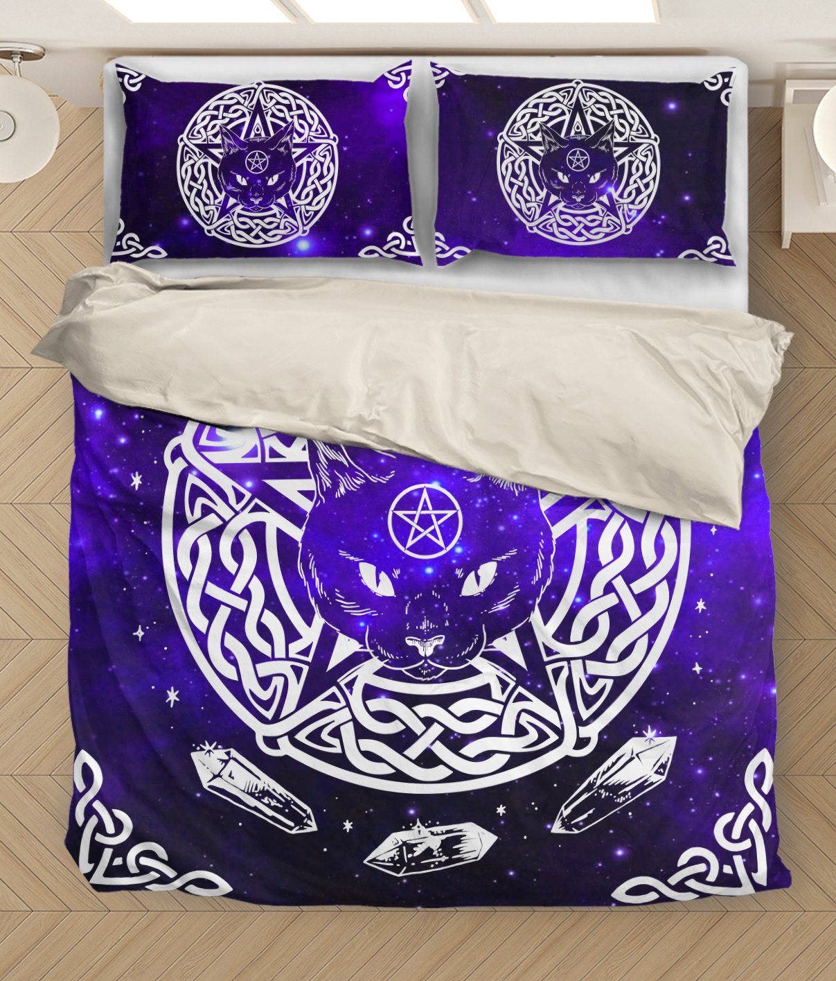 Purple Wiccan Cat Bedding Set HAC100601-NM-Bedding Set-NM-Twin-Vibe Cosy™