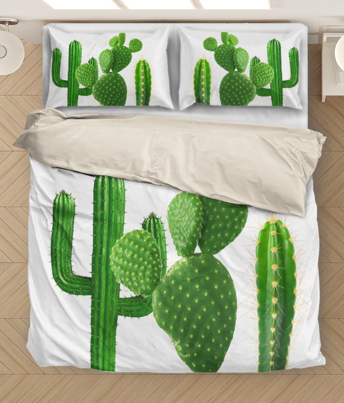 Green Cactus Garden Bedding Set HAC120603-NM-Bedding Set-NM-Twin-Vibe Cosy™