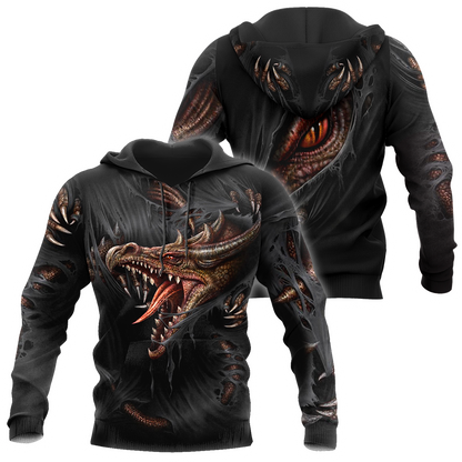 3D Armor Tattoo and Dungeon Dragon Hoodie Pi150104 - Amaze Style™-Apparel