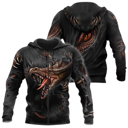 3D Armor Tattoo and Dungeon Dragon Hoodie Pi150104 - Amaze Style™-Apparel