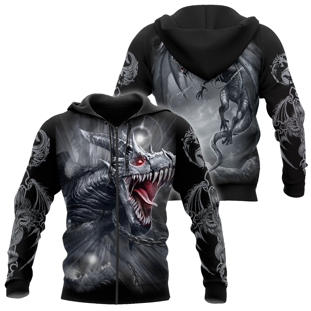 3D Armor Tattoo and Dungeon Dragon Hoodie Pi150102-Apparel-NM-Zip hoodie-S-Vibe Cosy™