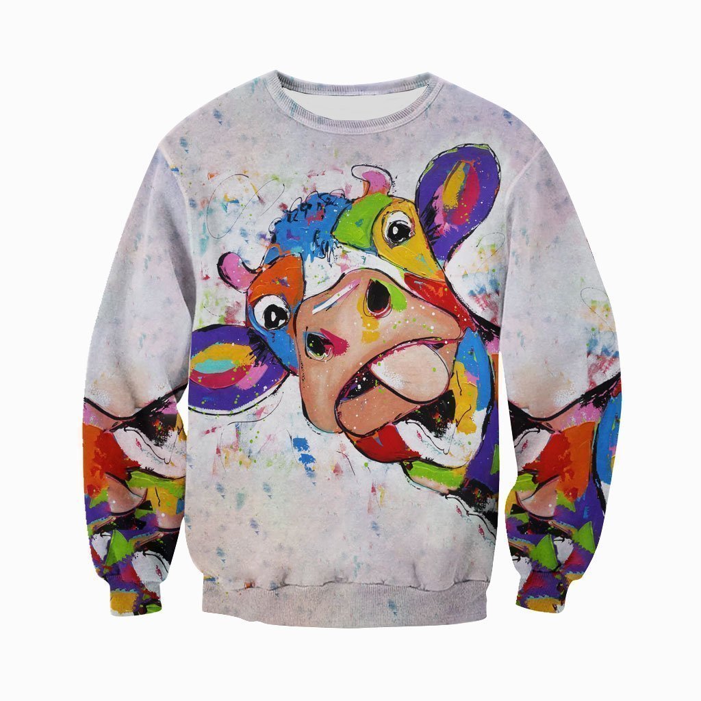3D All Over Printed Oil Painting Cow Shirts and Shorts - Amaze Style™-Apparel